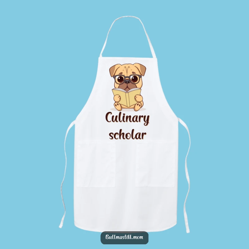 Funny Bullmastiff Apron: Scholarly Chef Dog, Literary Kitchen Funny Gift