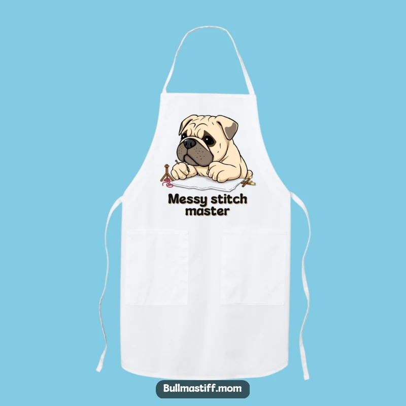 Funny Bullmastiff Embroidery Apron: Crafting Protection with Canine Comedy