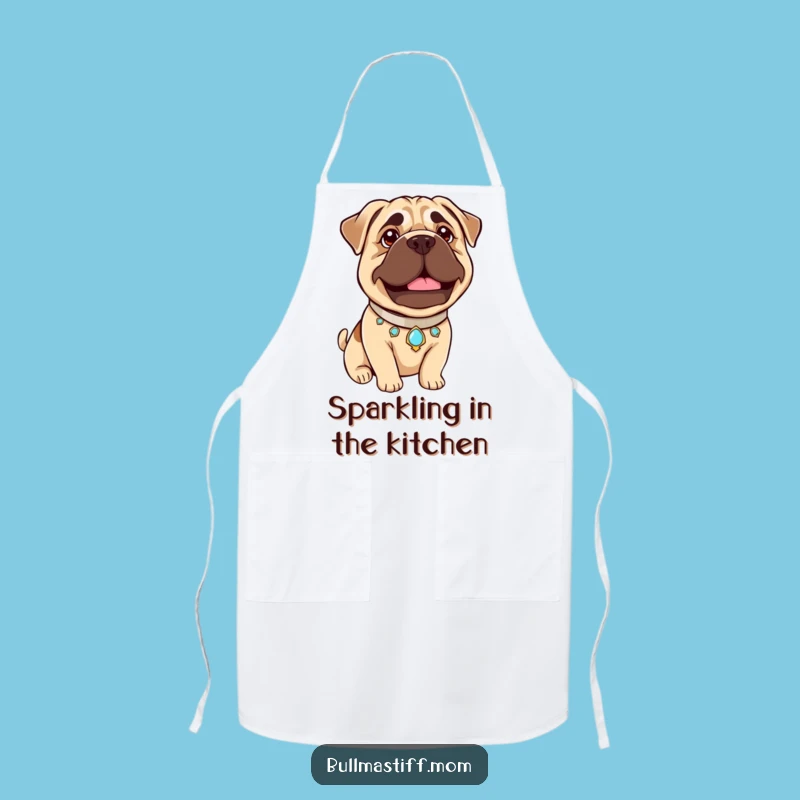 Funny Bullmastiff Pride Apron: Jeweled Collar, Beaming - Kitchen Royalty Gift!