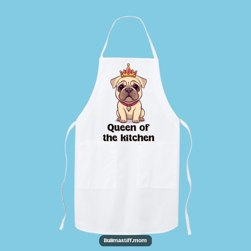 Funny Bullmastiff Tiara Apron: Royal Chef Dog Kitchenwear Gift