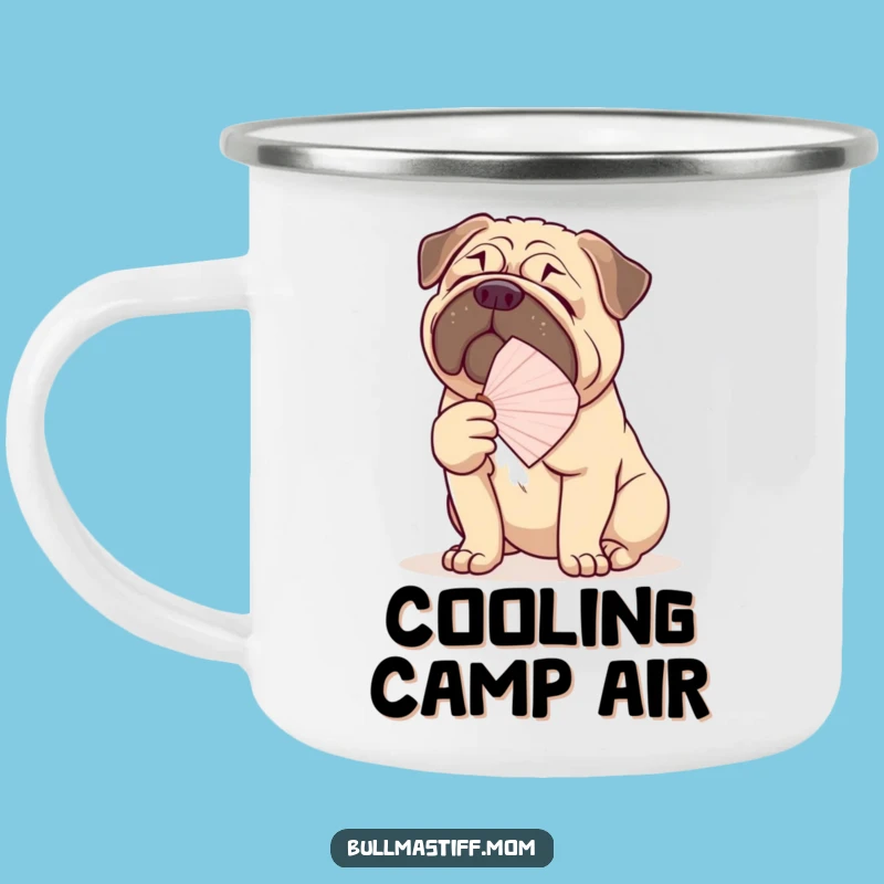 Adventure Ready: Funny Bullmastiff Fanning Camping Mug for Outdoor Fun