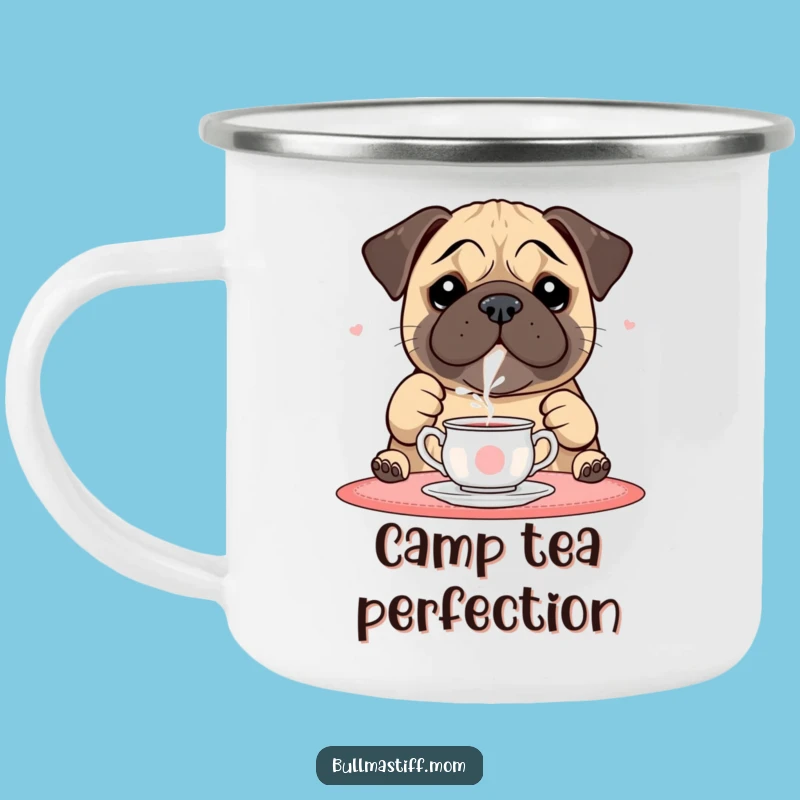 Funny Bullmastiff Camping Mug: Tea Time Pour, Rugged & Charming Outdoor Gift