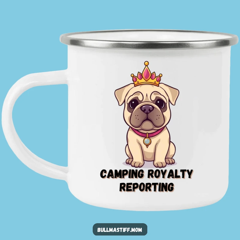 Funny Bullmastiff Tiara Camping Mug: Royal Outdoor Brew Gift