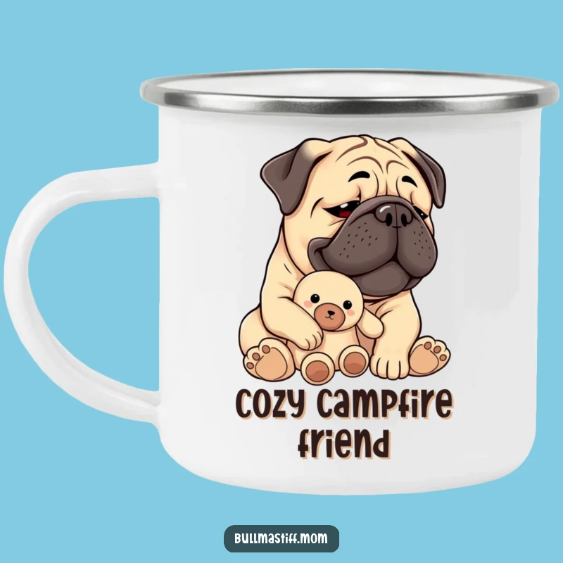 Cozy Campfire Companion: Funny Bullmastiff Plush Toy Camping Mug