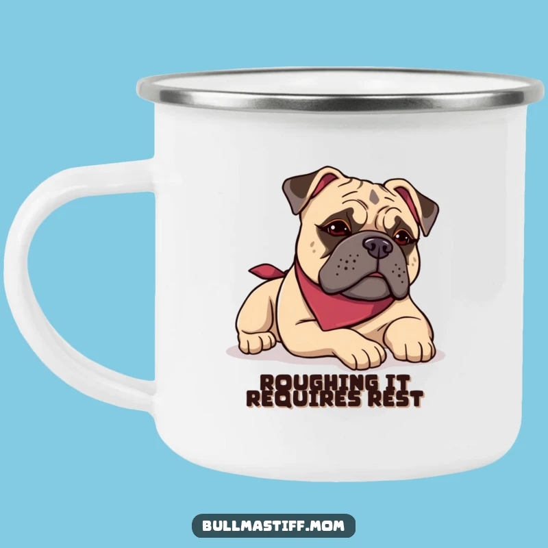 Funny Bullmastiff Bandana Camping Mug: Outdoor Dog Lover Cup, Hilarious Adventure Gift!
