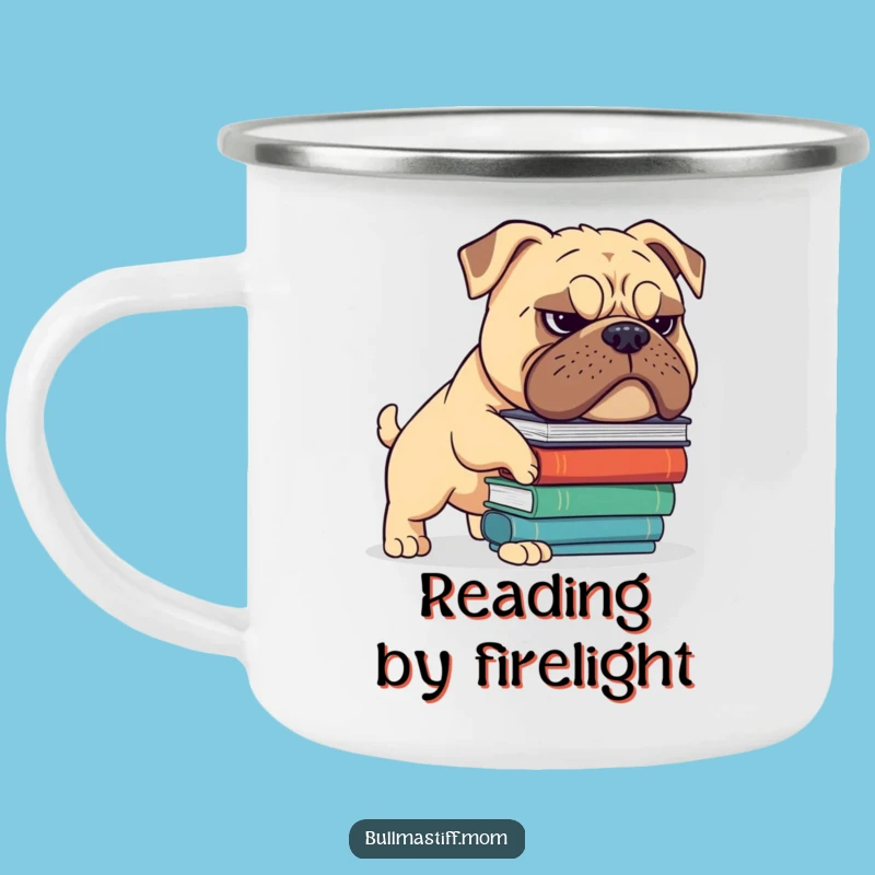 Funny Bullmastiff Book Balance Camping Mug: Outdoor Scholar, Hilarious Dog, Perfect Gift