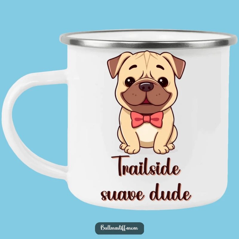 Funny Bullmastiff Bow Tie Camping Mug, Dapper Outdoors Accessory, Great Gift