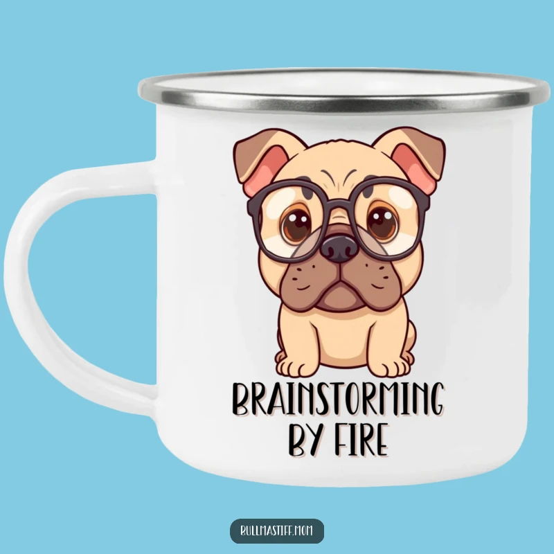 Funny Bullmastiff Campfire Mug: Pensive Sips for the Thoughtful Outdoorsman