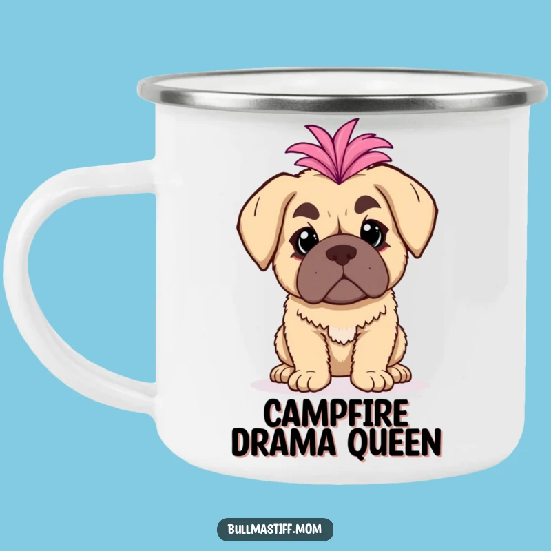 Funny Bullmastiff Camping Mug: Diva Boa, Rugged & Dramatic Outdoor Gift