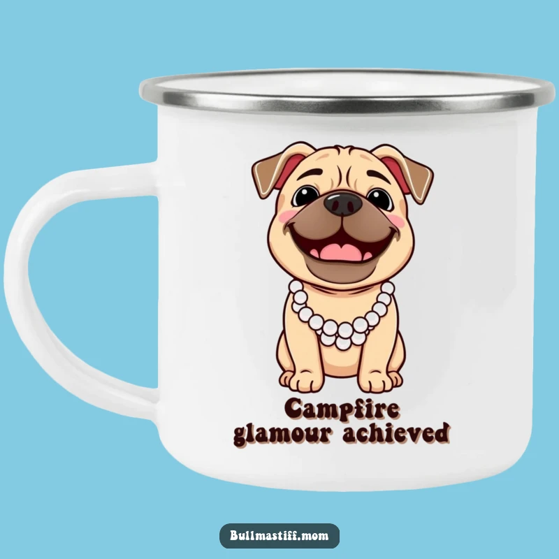 Funny Bullmastiff Pearl Necklace Camping Mug - Elegant Adventures Await