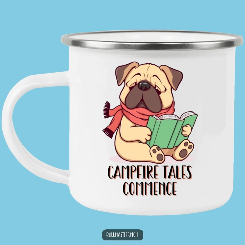 Funny Bullmastiff Reader Camp Mug - Cozy Companion for Outdoor Reading Gift