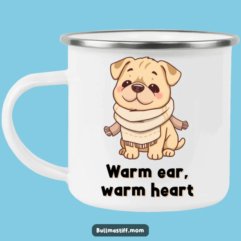 Funny Cozy Bullmastiff Camping Mug: Outdoor Warmth, Hilarious Dog Design, Perfect Gift