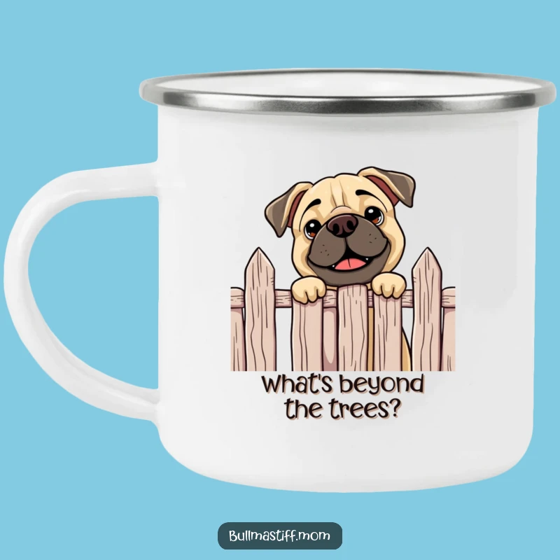 Funny Curious Bullmastiff Camping Mug - Peeking Dog Camp Cup, a Hilarious Outdoor Adventure Gift