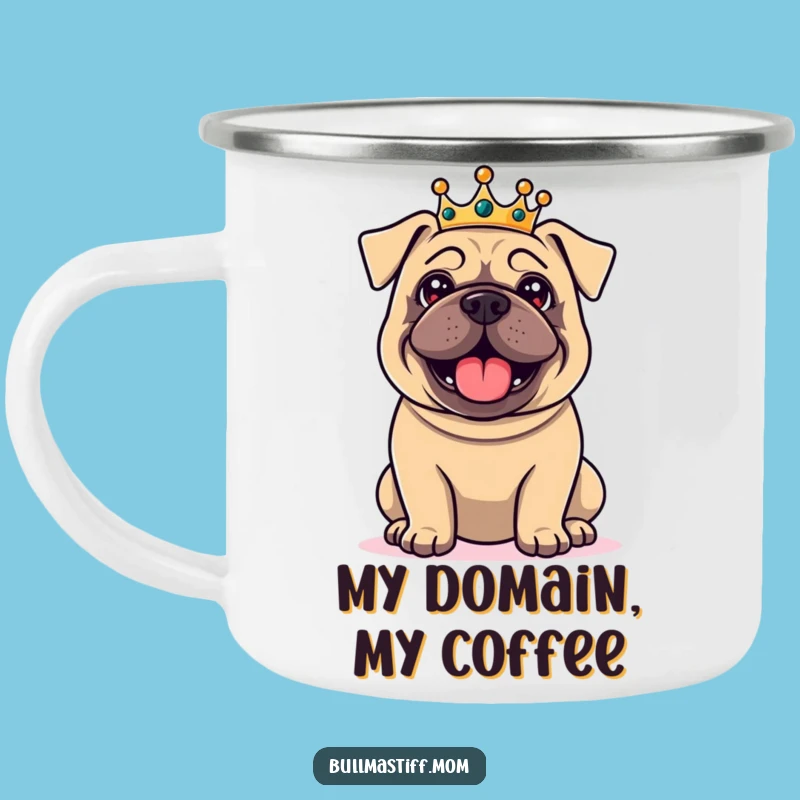 Funny Regal Bullmastiff Camping Mug - Campfire Crown Dog Cup, a Hilarious Royal Outdoor Gift