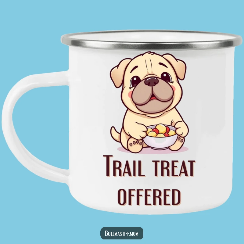 Funny Treat-Giving Bullmastiff Camping Mug: Generous Adventures, Hilarious Funny Gift