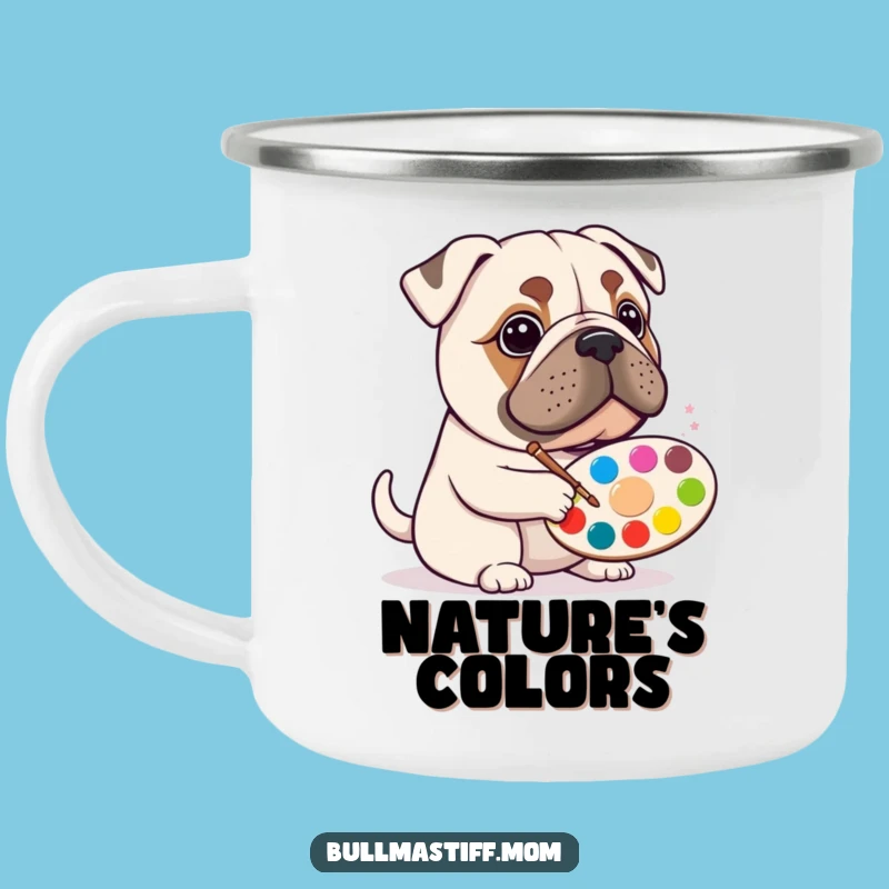 Funny Bullmastiff Artist Camping Mug: Paint Your Adventure