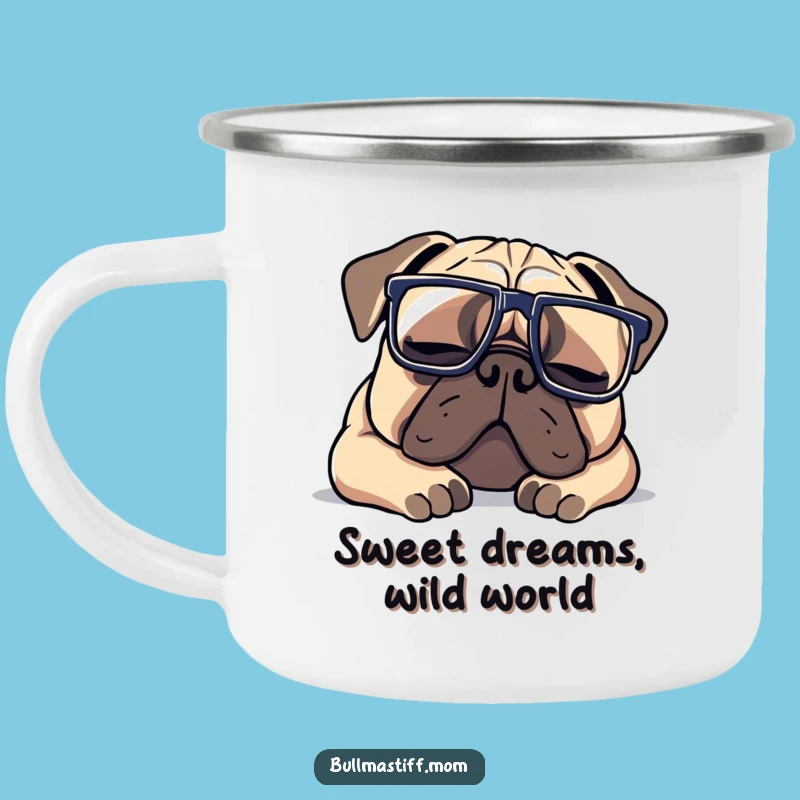 Funny Bullmastiff Oversized Glasses Camping Mug, Campfire Companion, Gift