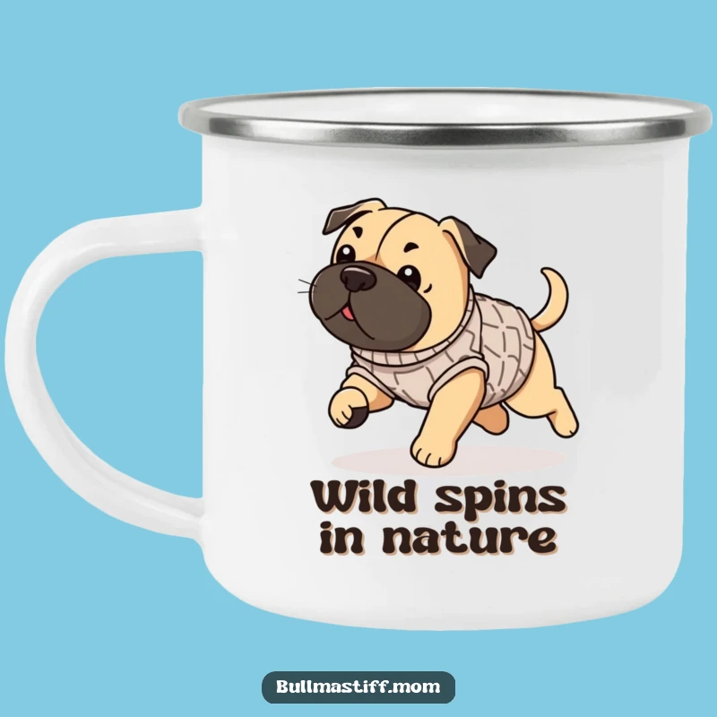 Funny Bullmastiff Sweater Camping Mug, Playful Camp Companion, Great Gift