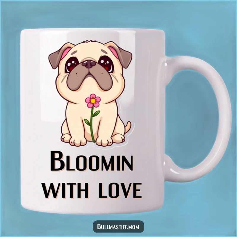 Adorable Bullmastiff Flower Mug - Sweet Dog Lover Gift for Adoring Moments