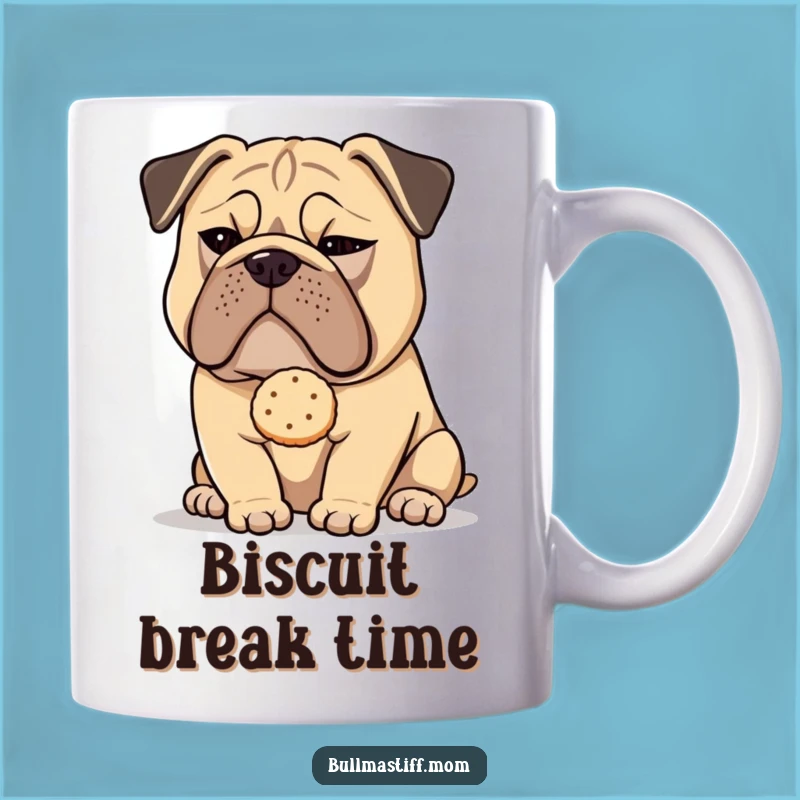 Funny Sly Bullmastiff Tea Biscuit Mug: Mischievous Dog Lover Gift