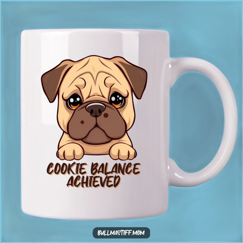 Funny Bullmastiff Cookie Balance Mug: Soulful Eyes Begging for Treats