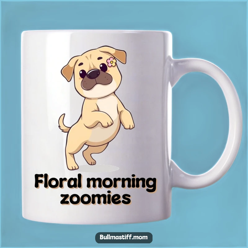 Funny Bullmastiff Flower Ear Mug: Whimsical Dog Lover Gift for Graceful Pups
