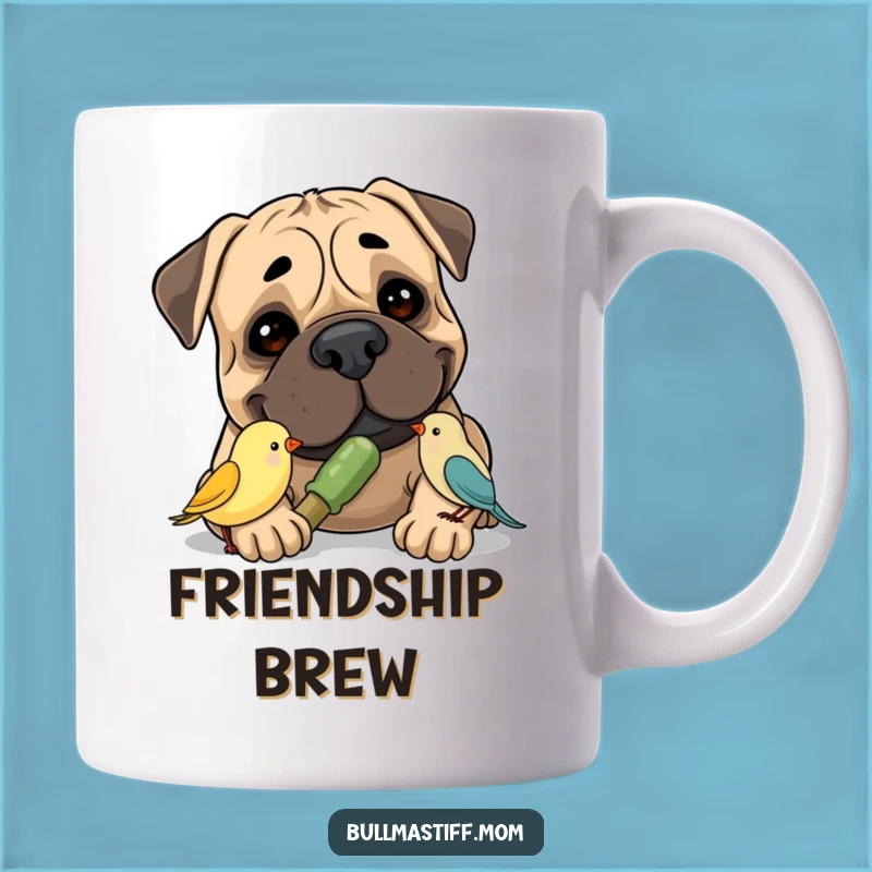 Funny Bullmastiff Bird Mug: Gentle Giant Dog Gift, Perfect for Heartwarming Sips