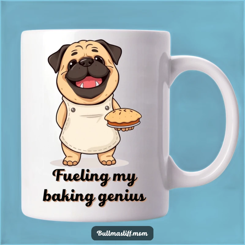 Funny Bullmastiff Baker Mug: Happy Chef Dog with Pie, Perfect Gift