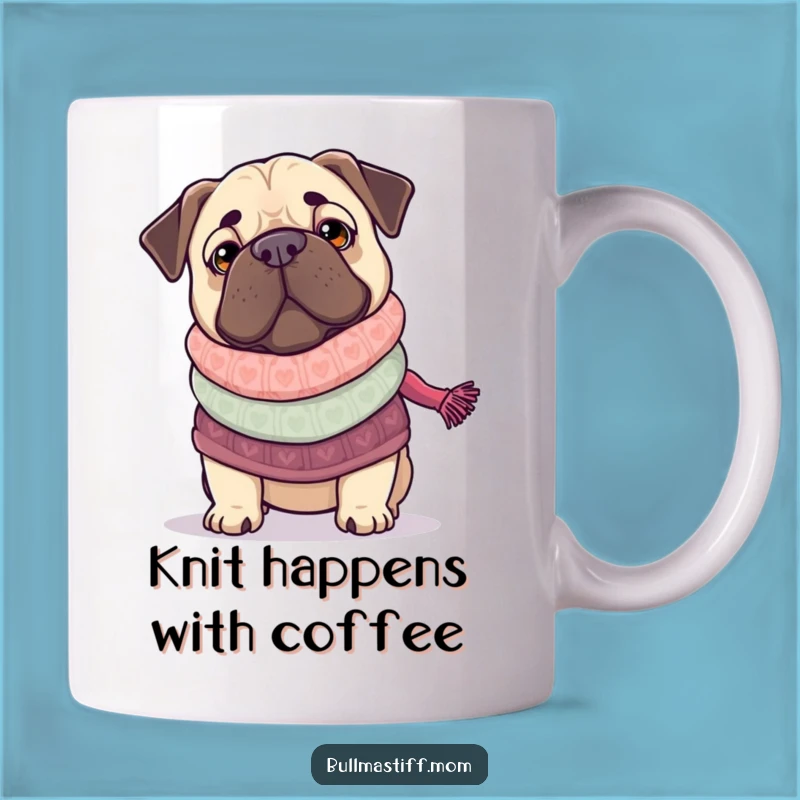 Funny Bullmastiff Knitting Gift Mug: Cozy Dog Lover Present