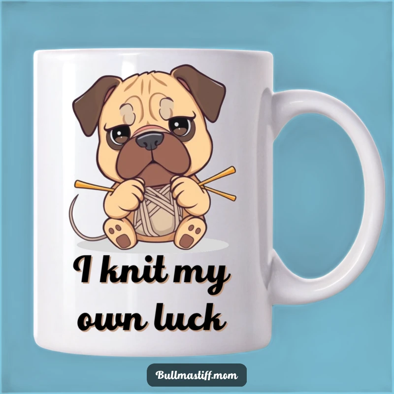 Funny Bullmastiff Knitting Mug: Determined Dog Crafts a Hilarious Gift