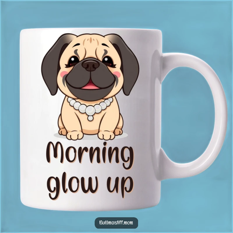 Funny Bullmastiff Mug: Pearl Necklace Gentle Giant, Sophisticated Dog Lover Funny Gift