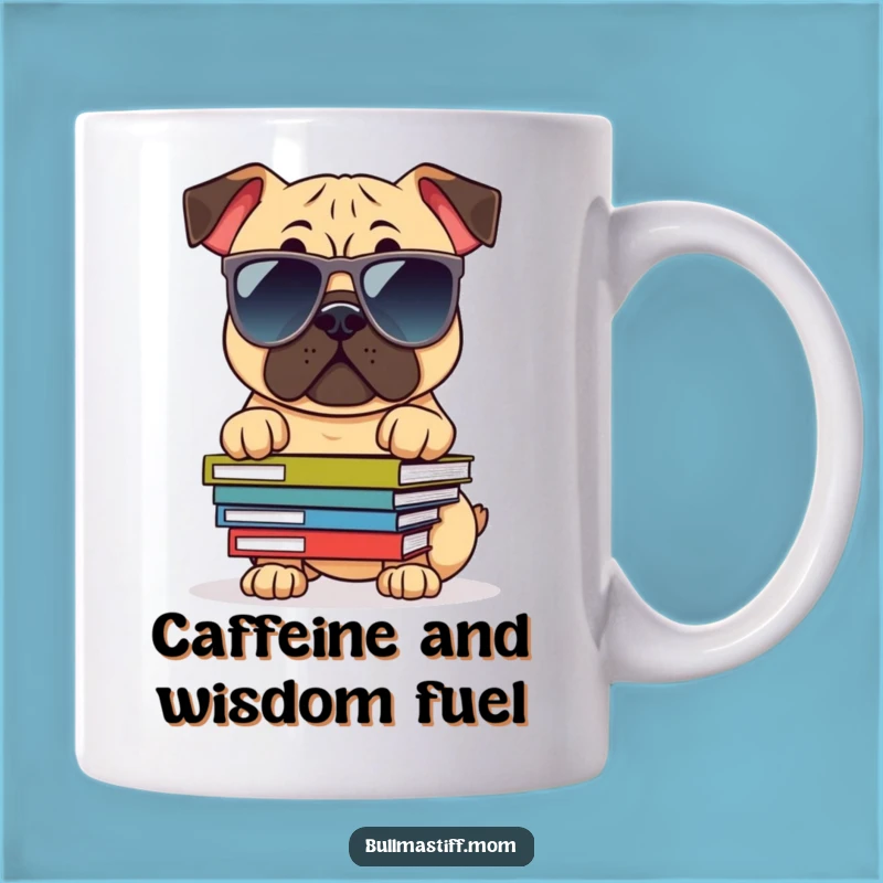 Funny Cool Bullmastiff Mug: Bookish Dog in Sunglasses, Perfect Smart Gift
