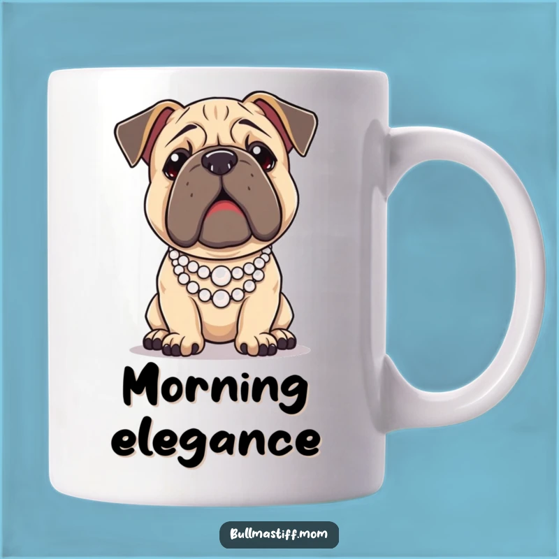 Funny Regal Bullmastiff Pearl Necklace Mug: Elegant Dog Lover Humor Gift