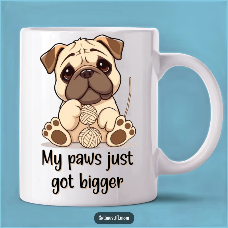 Funny Bullmastiff Yarn Fun Mug: Adorable Dog Gift for Playful Paws