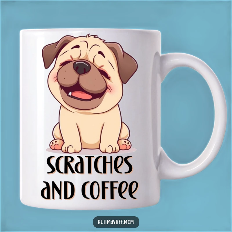 Funny Happy Bullmastiff Mug - Head Scratch Bliss, a Hilarious Dog Lover Gift
