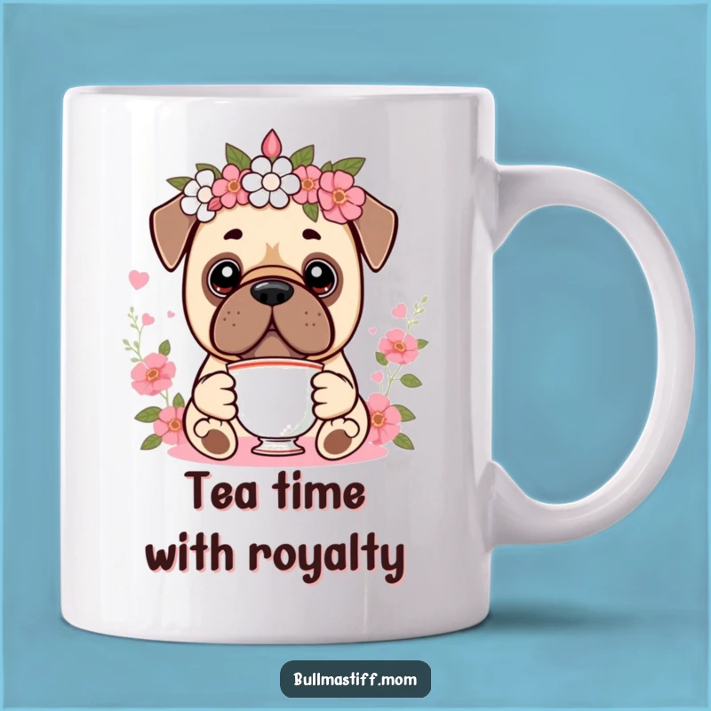Funny Kawaii Bullmastiff Tea Mug: Royal Pup Gift for Dog Lovers