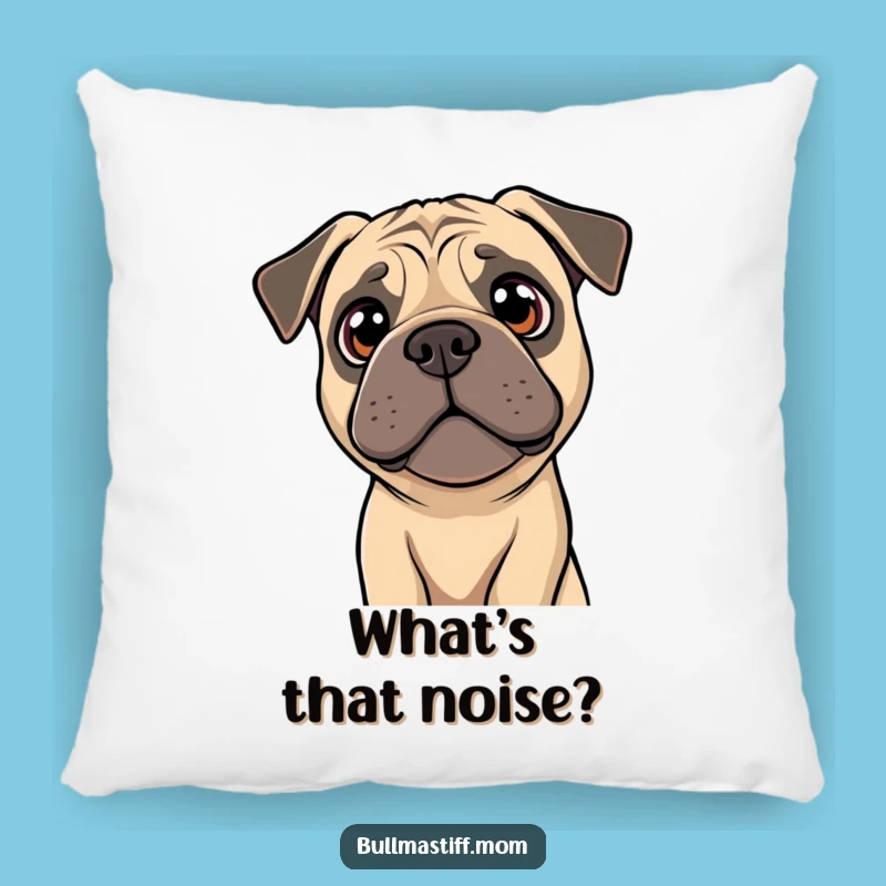 Comfortable Curiosity: Funny Bullmastiff Head Tilt Pillow for Cozy Reflection