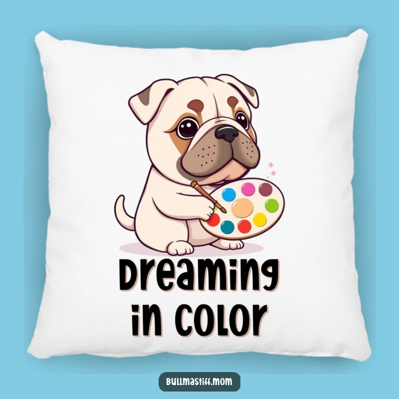 Funny Bullmastiff Artist Pillow: Cozy Comfort for Creative Souls