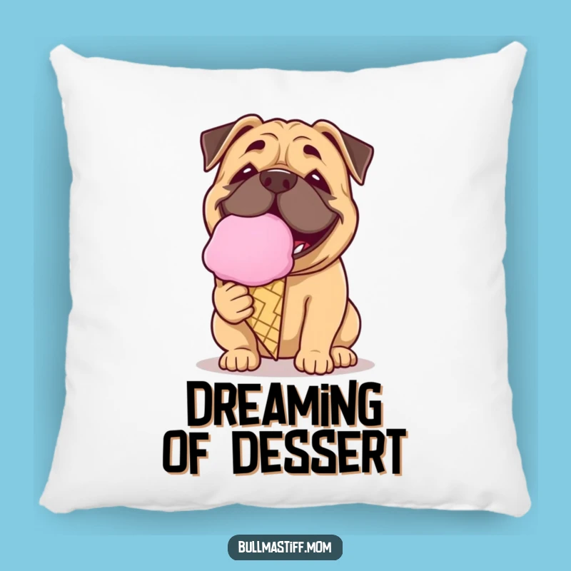Funny Ice Cream Bullmastiff Pillow: Sweet Dog Accent Pillow, Hilarious Gift!