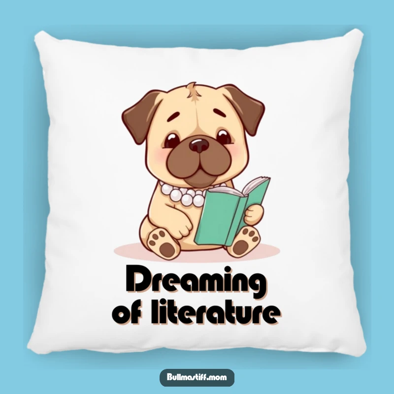 Funny Bullmastiff Reading Pillow: Cozy Pearl Necklace Pup, Quirky Home Decor Gift