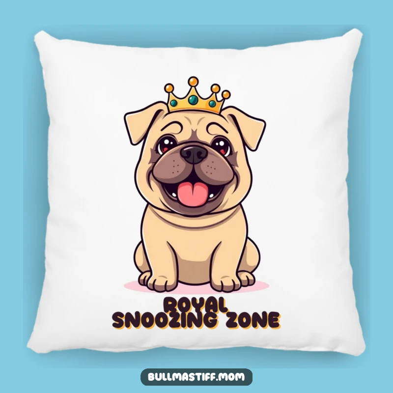 Funny Bullmastiff Crown Pillow - Regal Dog Cushion, a Hilarious Royal Home Decor Gift