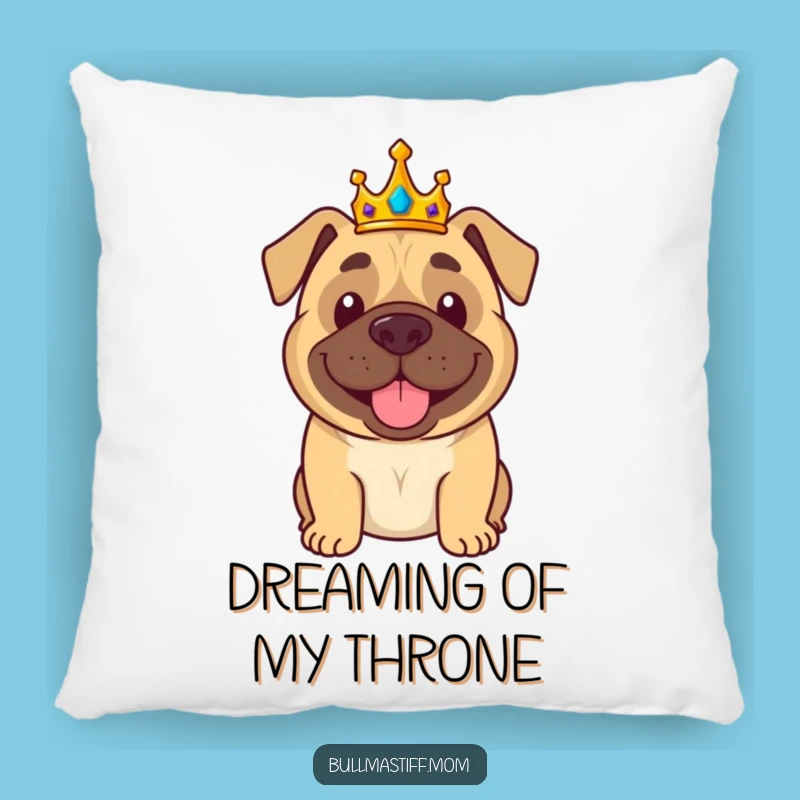 Funny Bullmastiff Pillow: Crowned King, Cozy & Royal Decor Gift