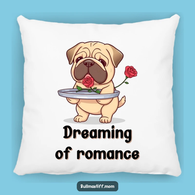 Funny Bullmastiff Rose Bearer Pillow: Soft Devotion Cushion