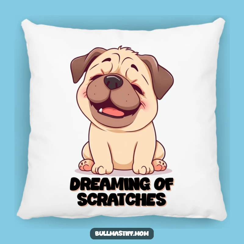 Funny Happy Bullmastiff Pillow - Cozy Scratch Bliss Cushion, a Hilarious Comfort Gift