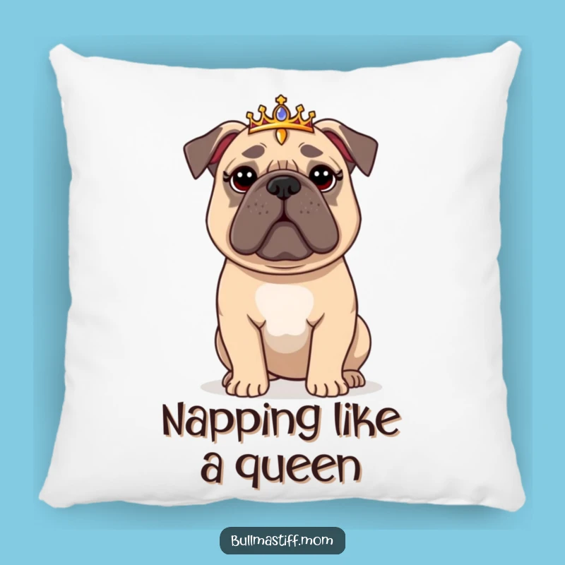 Funny Regal Bullmastiff Tiara Pillow: Cozy Royal Comfort, a Hilarious Accent