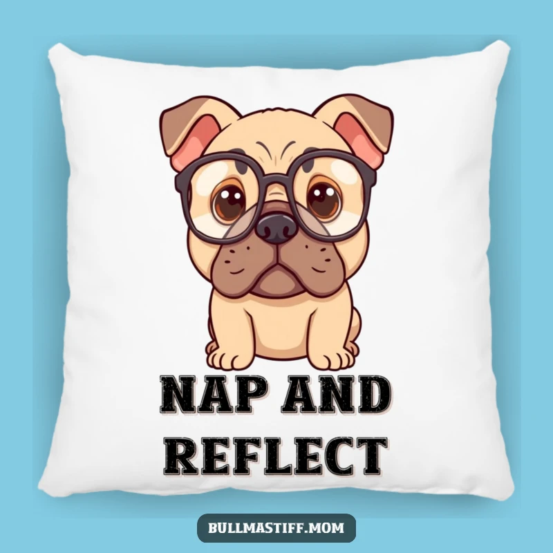 Funny Bullmastiff Specs Pillow: Add Thoughtful Canine Comfort to Your Decor