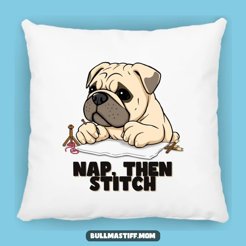 Funny Bullmastiff Embroidery Pillow: Cozy Comfort with Clumsy Canine Charm