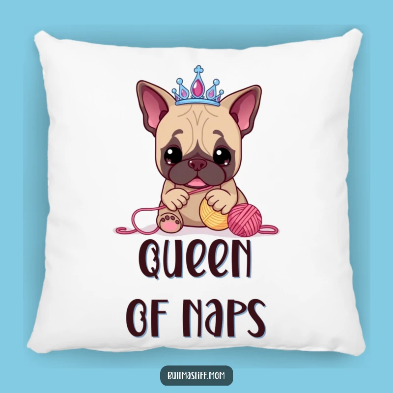 Funny Bullmastiff Tiara Pillow: Cozy Decor for Dog Lovers and Comfort Seekers
