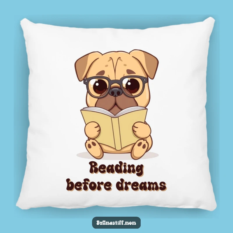 Funny Bullmastiff Pillow: Bookworm Giant Cushion, Cozy Literary Funny Gift