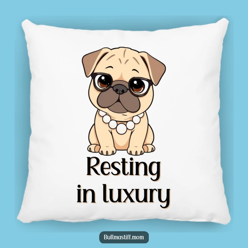 Sophisticated Comfort: Funny Bullmastiff Pearl Necklace Pillow for Chic Lounging